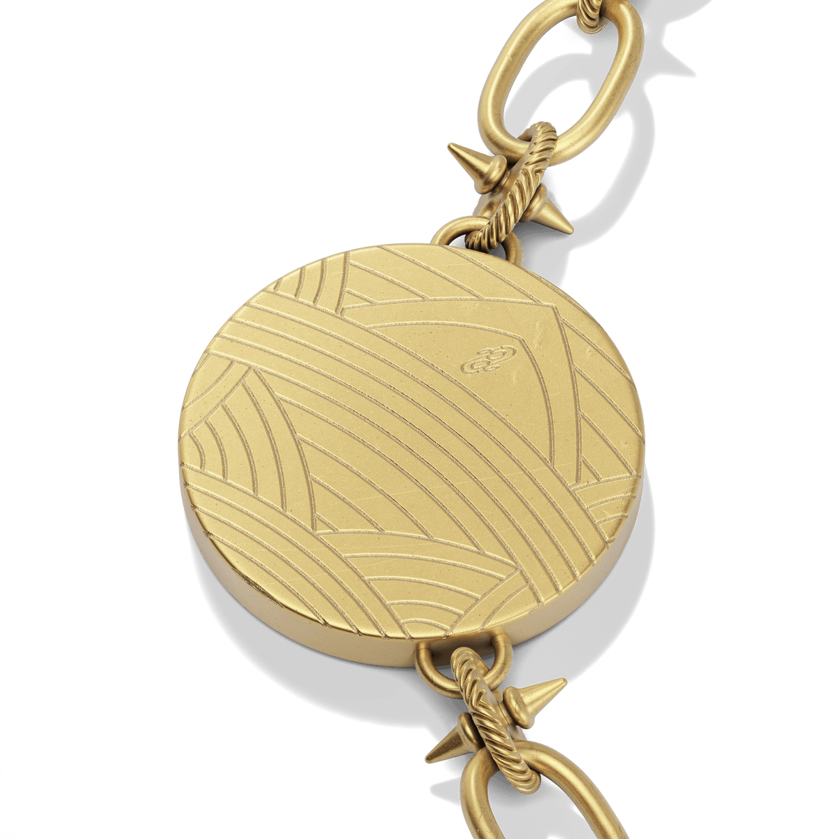 Sunburst Layering Necklace in 14k gold plate, back view showing the spiked link chain