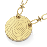Sunburst Pendant Necklace in 14k gold plate, back view showing the spiked link chain