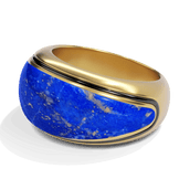 Sunburst Cocktail Ring in 14k gold plate, close-up of the lapis dome and its gold and black band