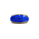 Sunburst Cocktail Ring in 14k gold plate with a smooth lapis dome, front view