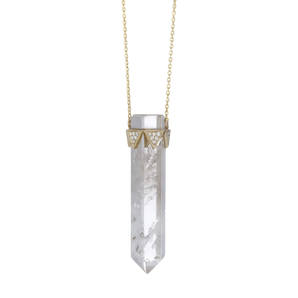 Smokey Quartz Vertical Pendant Diamond Crown Necklace