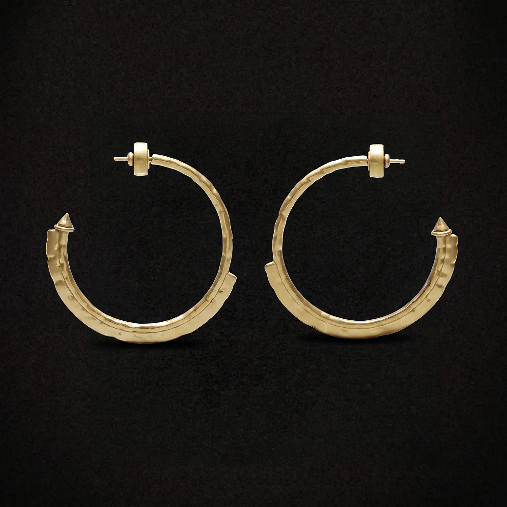 House of Harlow Harlow Arch Hoop Earrings in hammered 14k gold plated silver.