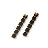 House of Harlow Nova Stacker Drop Earrings in 14k gold with black onyx and white diamonds, back view