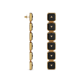 House of Harlow Nova Stacker Drop Earrings in 14k gold with black onyx and white diamonds, side view