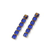 House of Harlow Nova Stacker Drop Earrings in 14k gold with blue lapis and white diamonds, back view