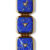 House of Harlow Nova Stacker Drop Earrings, close-up detail of the blue lapis stone and diamond pavé