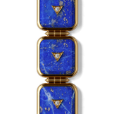 House of Harlow Nova Stacker Drop Earrings, close-up detail of the blue lapis stone and diamond pavé