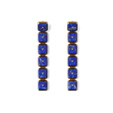 House of Harlow Nova Stacker Drop Earrings in 14k gold with blue lapis and white diamonds, front view