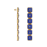 House of Harlow Nova Stacker Drop Earrings in 14k gold with blue lapis and white diamonds, side view