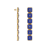 House of Harlow Nova Stacker Drop Earrings in 14k gold with blue lapis and white diamonds, side view