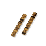 House of Harlow Nova Stacker Drop Earrings in 14k gold with tiger's eye and white diamonds, back view