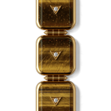 House of Harlow Nova Stacker Drop Earrings, close-up detail of the tiger's eye stone and diamond pavé