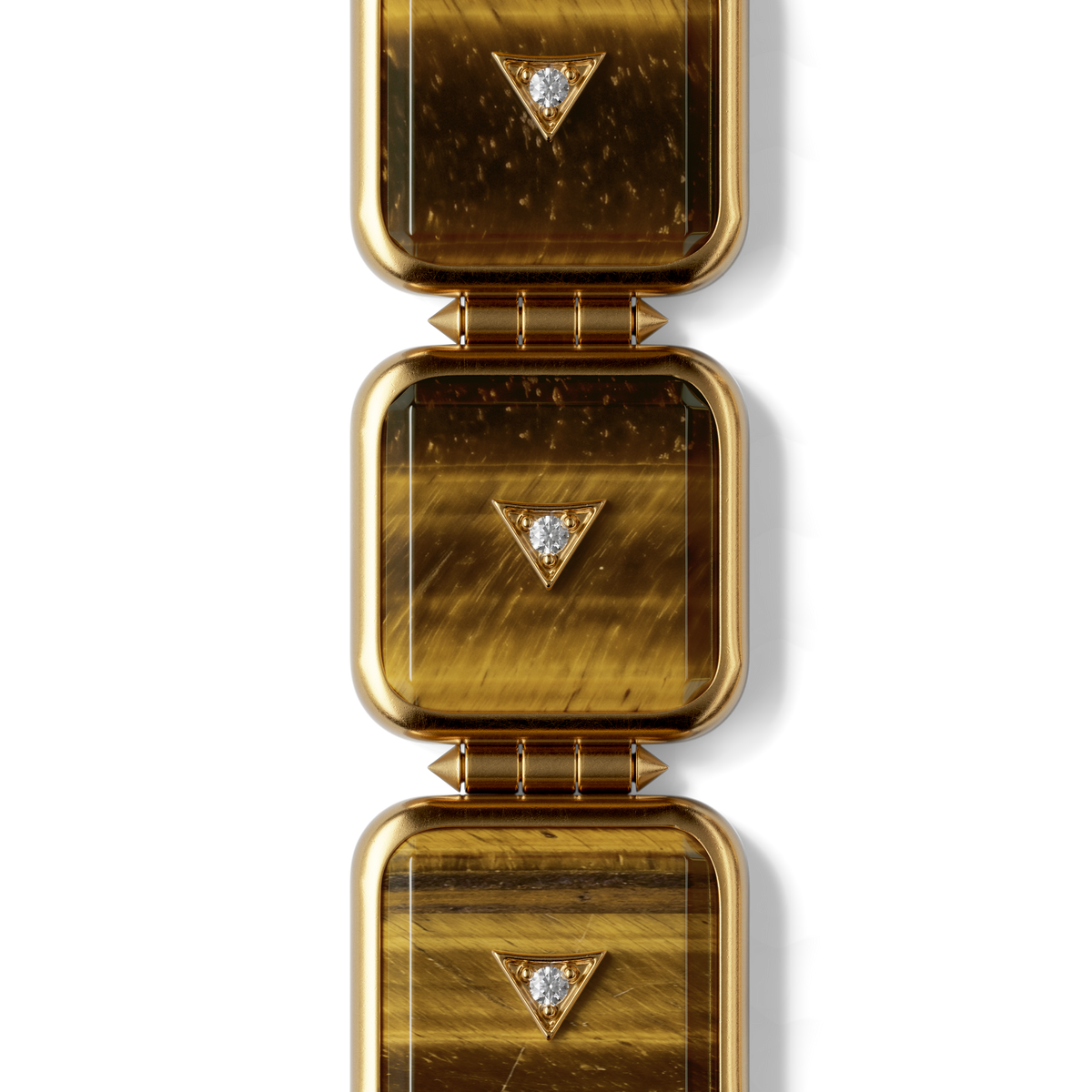 House of Harlow Nova Stacker Drop Earrings, close-up detail of the tiger's eye stone and diamond pavé
