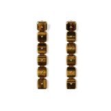 House of Harlow Nova Stacker Drop Earrings in 14k gold with tiger's eye and white diamonds, front view