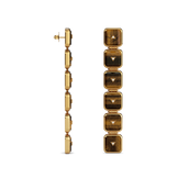 House of Harlow Nova Stacker Drop Earrings in 14k gold with tiger's eye and white diamonds, side view