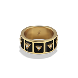 Nova Stacker Ring in 14k yellow gold with black onyx, back view