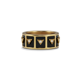 Nova Stacker Ring in 14k yellow gold with black onyx, front view