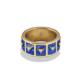 Nova Stacker Ring in 14k yellow gold with blue lapis, back view