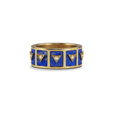 Nova Stacker Ring in 14k yellow gold with blue lapis, front view