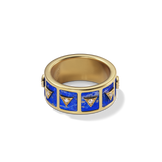 Nova Stacker Ring in 14k yellow gold with blue lapis, three-quarter view