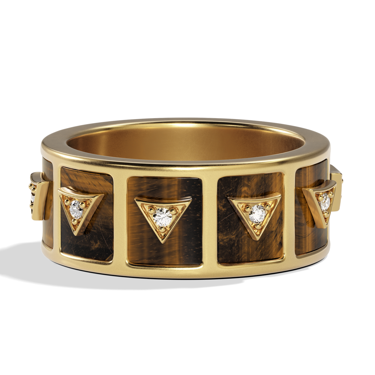Nova Stacker Ring, close-up detail of the tiger's eye stone