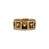 Nova Stacker Ring in 14k yellow gold with tiger's eye, front view