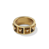 Nova Stacker Ring in 14k yellow gold with tiger's eye, three-quarter view