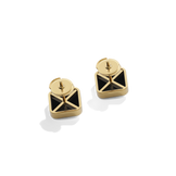House of Harlow Nova Stud Earrings in 14k gold with black onyx and white diamonds, back view