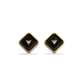 House of Harlow Nova Stud Earrings in 14k gold with black onyx and white diamonds, front view