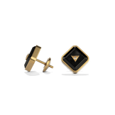House of Harlow Nova Stud Earrings in 14k gold with black onyx and white diamonds, side view