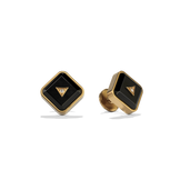 House of Harlow Nova Stud Earrings in 14k gold with black onyx and white diamonds, three-quarter view