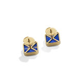 House of Harlow Nova Stud Earrings in 14k gold with blue lapis and white diamonds, back view