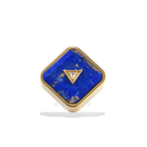 House of Harlow Nova Stud Earrings, close-up detail of the blue lapis stone and diamond pavé