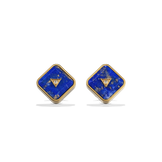 House of Harlow Nova Stud Earrings in 14k gold with blue lapis and white diamonds, front view