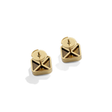House of Harlow Nova Stud Earrings in 14k gold with tiger's eye and white diamonds, back view