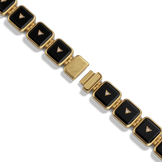 House of Harlow Petite Nova Stacker Bracelet in 14k gold with black onyx, clasp detail