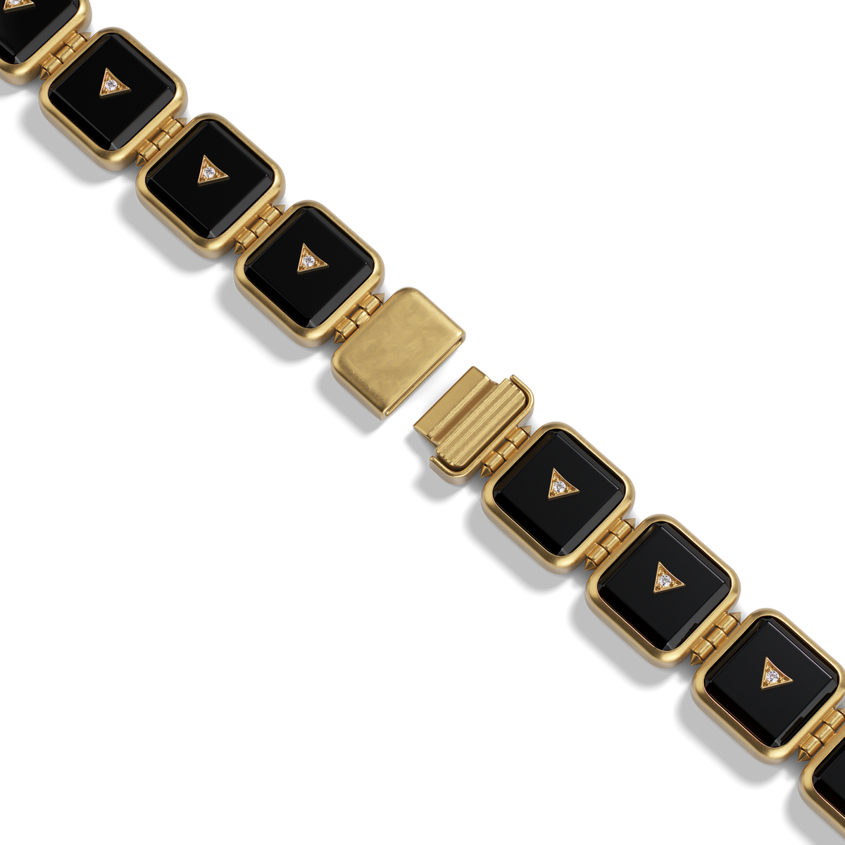 House of Harlow Petite Nova Stacker Bracelet in 14k gold with black onyx, clasp detail