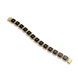 House of Harlow Petite Nova Stacker Bracelet in 14k gold with black onyx and white diamonds, flat lay