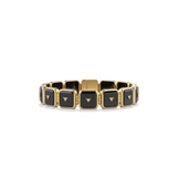 House of Harlow Petite Nova Stacker Bracelet in 14k gold with black onyx and white diamonds, front view