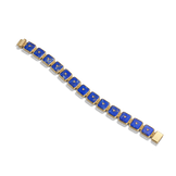 House of Harlow Petite Nova Stacker Bracelet in 14k gold with blue lapis and white diamonds, flat lay