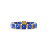 House of Harlow Petite Nova Stacker Bracelet in 14k gold with blue lapis and white diamonds, front view