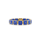 House of Harlow Petite Nova Stacker Bracelet in 14k gold with blue lapis and white diamonds, front view
