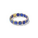 House of Harlow Petite Nova Stacker Bracelet in 14k gold with blue lapis and white diamonds, three-quarter view