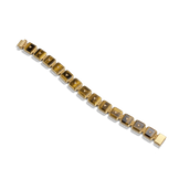 House of Harlow Petite Nova Stacker Bracelet in 14k gold with tiger's eye and white diamonds, flat lay
