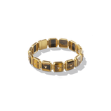 House of Harlow Petite Nova Stacker Bracelet in 14k gold with tiger's eye and white diamonds, three-quarter view