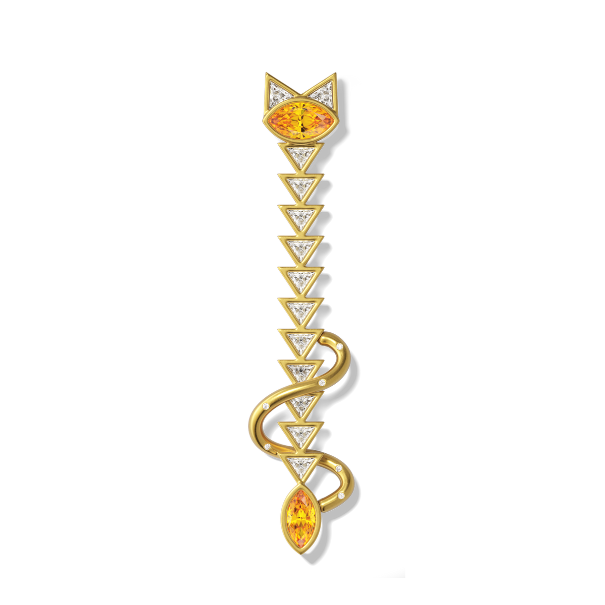 House of Harlow Tigerlily Brooch in 18k gold with citrine and white diamond accents, front view #stone_Citrine