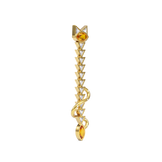 House of Harlow Tigerlily Brooch in 18k gold with citrine and white diamond accents, three-quarter view