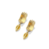 House of Harlow Tigerlily Claw Earrings in 18k gold with citrine and white diamond accents, back view