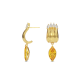 House of Harlow Tigerlily Claw Earrings in 18k gold with citrine and white diamond accents, side view