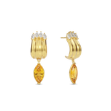 House of Harlow Tigerlily Claw Earrings in 18k gold with citrine and white diamond accents, three-quarter view
